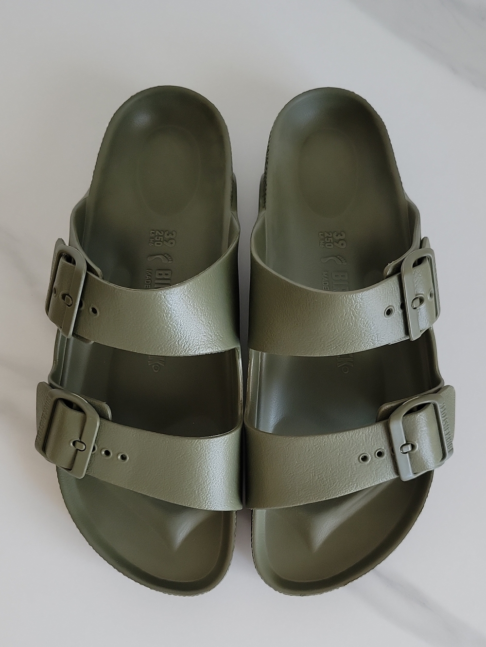 Birkenstock Olive Green Double-Buckle Slide Sandals